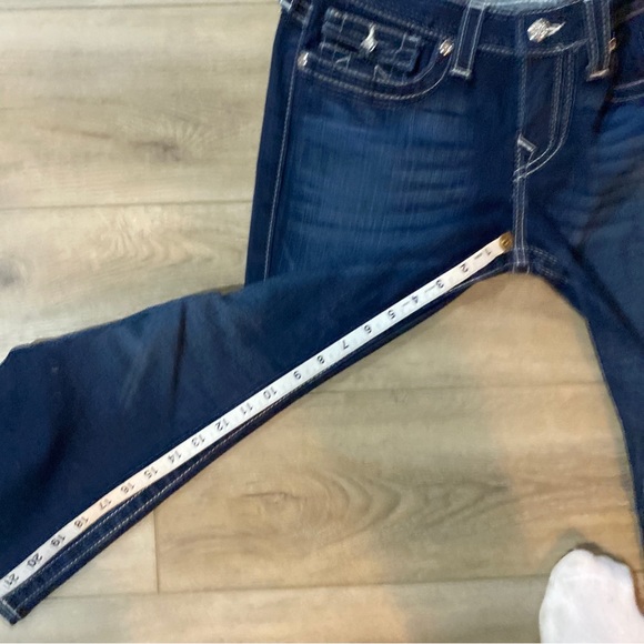 EUCVintage True Religion cropped jean dark Wash low rise star studded buttons32 - Picture 6 of 12